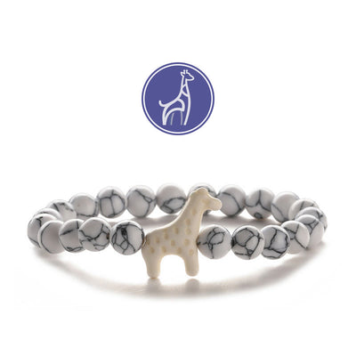 Olivenorma Giraffen-Wachstums-Edelsteinarmband - Weiße Giraffe - Howlith - image 17