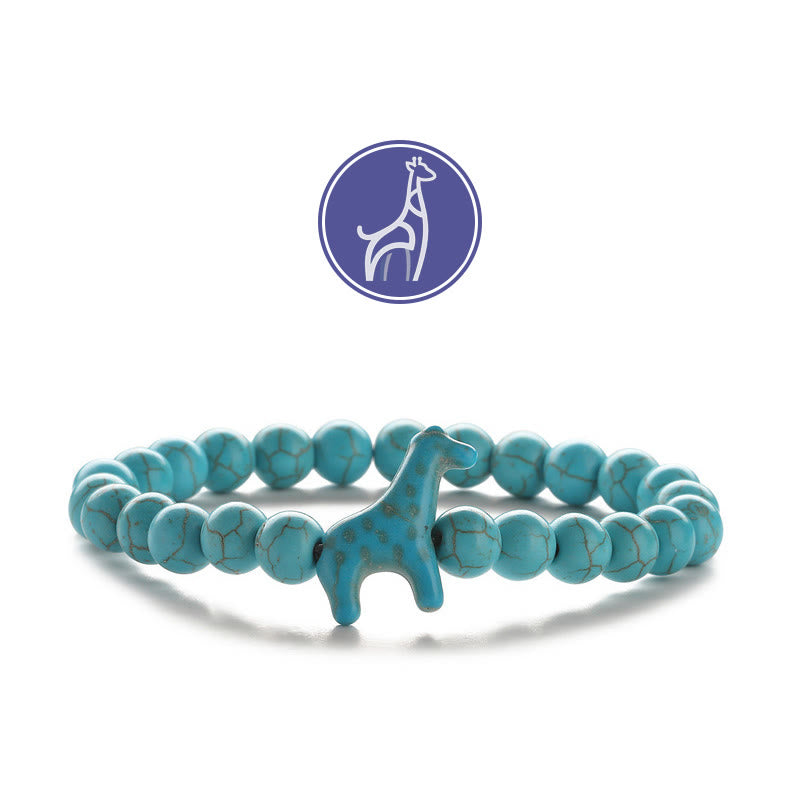 Olivenorma Giraffen-Wachstums-Edelsteinarmband - Blaue Giraffe - Türkis - image 2