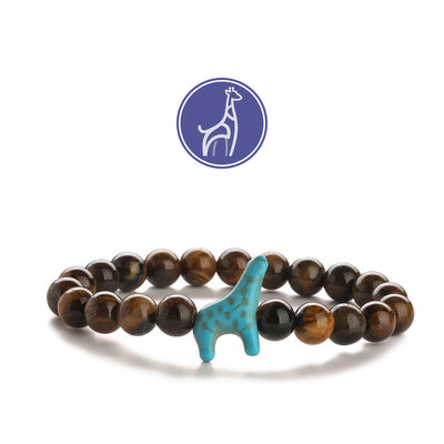 Olivenorma Giraffen-Wachstums-Edelsteinarmband - Blaue Giraffe - Tigerauge - image 20