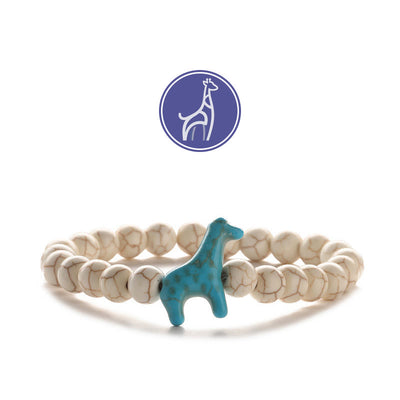 Olivenorma Giraffen-Wachstums-Edelsteinarmband - Blaue Giraffe - Beige Türkis - image 16