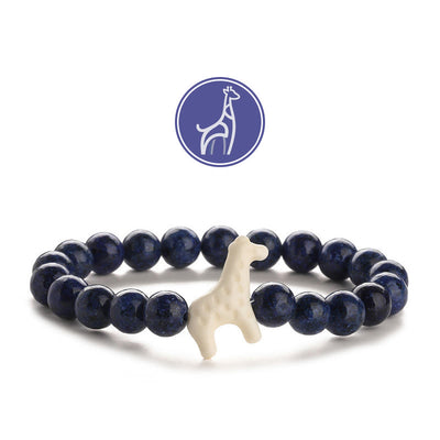 Olivenorma Giraffen-Wachstums-Edelsteinarmband - Weiße Giraffe - Lapislazuli - image 7