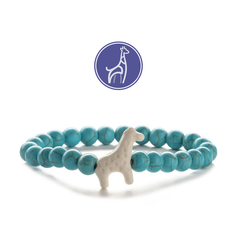 Olivenorma Giraffen-Wachstums-Edelsteinarmband - Weiße Giraffe - Türkis - image 1