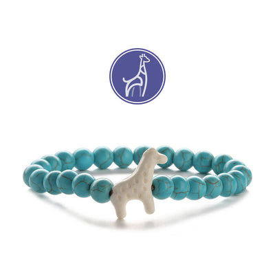 Olivenorma Giraffen-Wachstums-Edelsteinarmband - Weiße Giraffe - Türkis - image 1