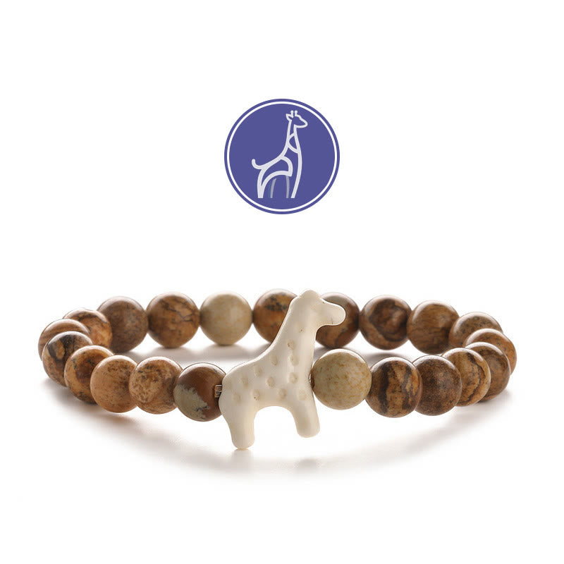 Olivenorma Giraffen-Wachstums-Edelsteinarmband - Weiße Giraffe - Landschaftsjaspis - image 13