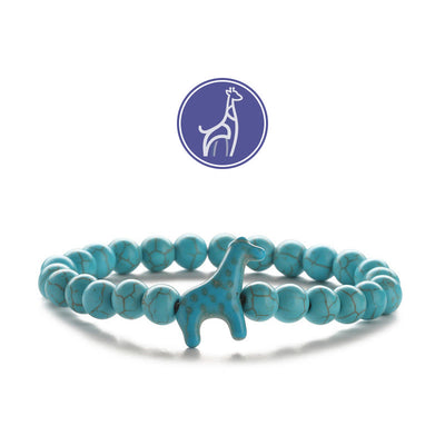 Olivenorma Giraffen-Wachstums-Edelsteinarmband - Blaue Giraffe - Türkis - image 2
