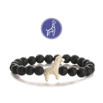 Olivenorma Giraffen-Wachstums-Edelsteinarmband - Weiße Giraffe - Lavastein - image 3