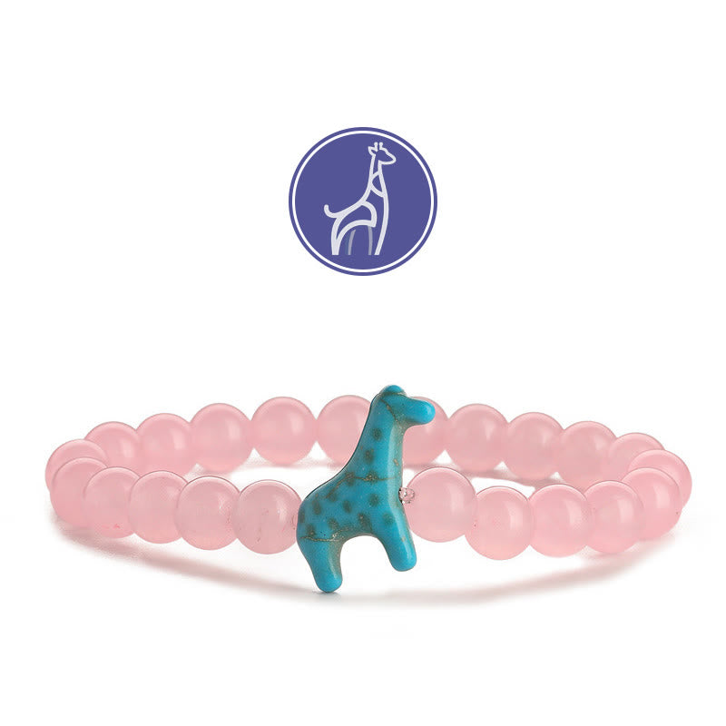 Olivenorma Giraffen-Wachstums-Edelsteinarmband - Blaue Giraffe - Rosenquarz - image 12