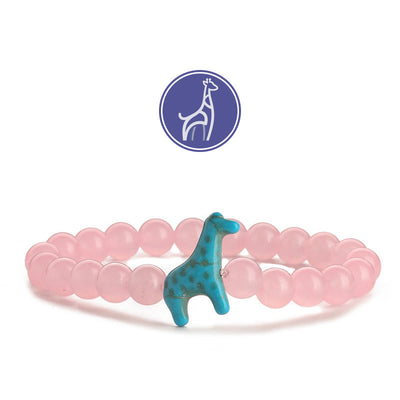 Olivenorma Giraffen-Wachstums-Edelsteinarmband - Blaue Giraffe - Rosenquarz - image 12