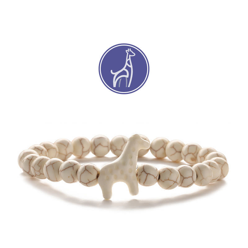 Olivenorma Giraffen-Wachstums-Edelsteinarmband - Weiße Giraffe - Beige Türkis - image 15