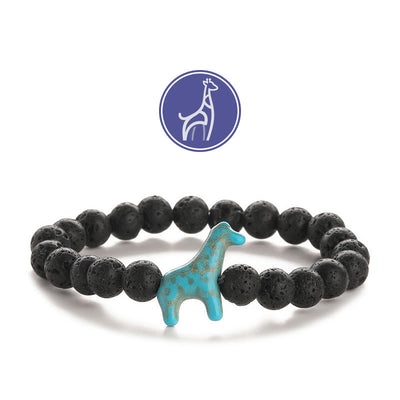 Olivenorma Giraffen-Wachstums-Edelsteinarmband - Blaue Giraffe - Lavastein - image 4