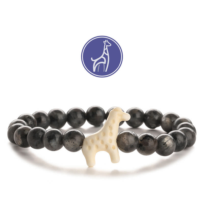 Olivenorma Giraffen-Wachstums-Edelsteinarmband - Weiße Giraffe - Labradorit - image 9