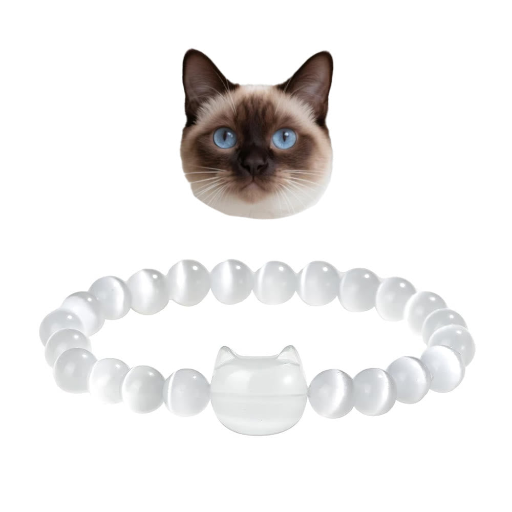Olivenorma Mystic Meow Charm-Kristallarmband - Weißer Katzenaugenstein - image 12