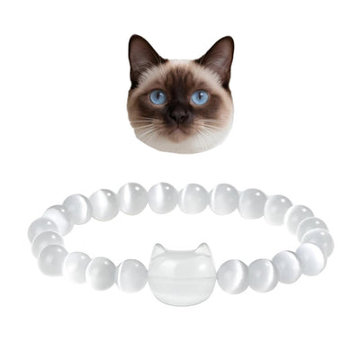 Olivenorma Mystic Meow Charm-Kristallarmband - Weißer Katzenaugenstein - image 12