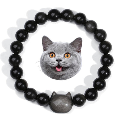 Olivenorma Mystic Meow Charm-Kristallarmband - Silberglanz-Obsidian - image 23