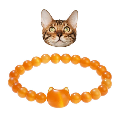 Olivenorma Mystic Meow Charm-Kristallarmband - Orangefarbener Katzenaugenstein - image 20