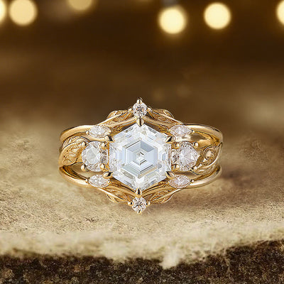 Olivenorma Persephones Krone Sechseck Moissanit Ring - US 10 - image 0