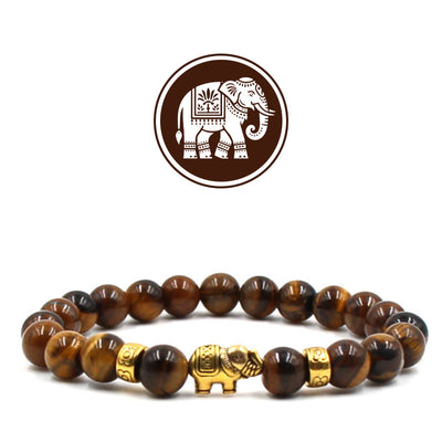 Olivenorma Glücksbringer-Armband mit Elefanten-Glücksstein - Tigerauge - image 1
