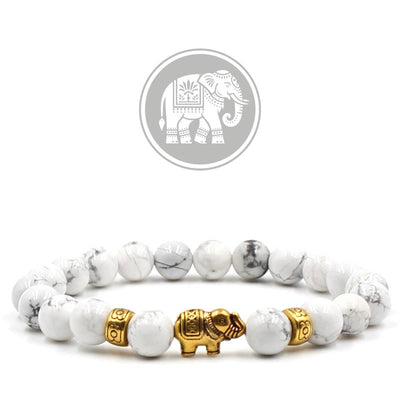 Olivenorma Glücksbringer-Armband mit Elefanten-Glücksstein - Weiß Türkis - image 5