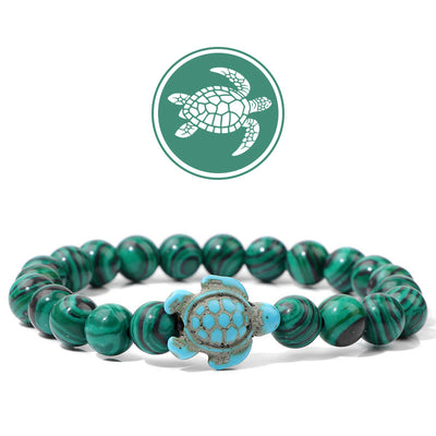 Olivenorma Schildkröte Segen Amulett Edelstein Armband - Malachit - image 11