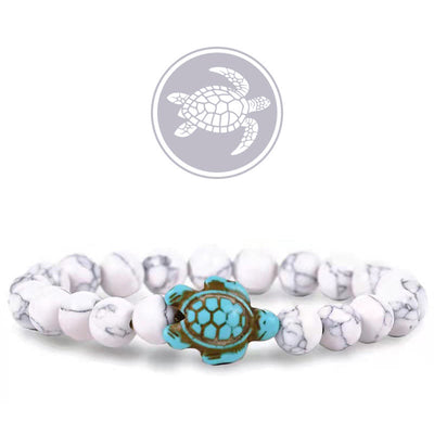 Olivenorma Schildkröte Segen Amulett Edelstein Armband - Howlith - image 6