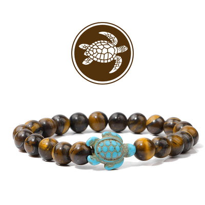 Olivenorma Schildkröte Segen Amulett Edelstein Armband - Tigerauge - image 8