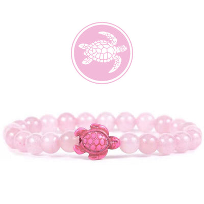 Olivenorma Schildkröte Segen Amulett Edelstein Armband - Rosenquarz - image 5