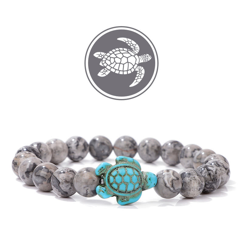 Olivenorma Schildkröte Segen Amulett Edelstein Armband - Grauer Jaspis - image 16