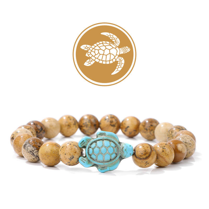 Olivenorma Schildkröte Segen Amulett Edelstein Armband - Landschaftsjaspis - image 17