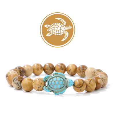 Olivenorma Schildkröte Segen Amulett Edelstein Armband - Landschaftsjaspis - image 17