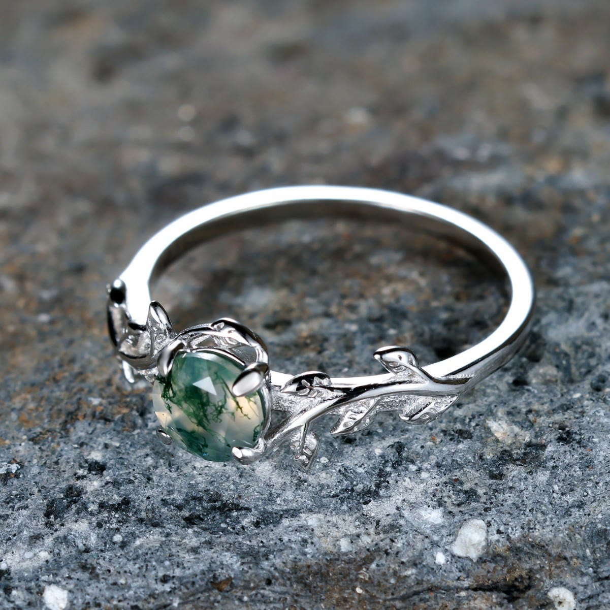 Olivenorma "Waterweed Dream" - Kupfer-Moosachat-Ring - image 4