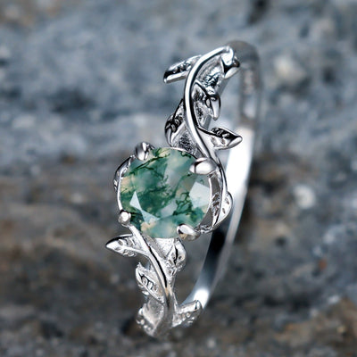 Olivenorma "Waterweed Dream" - Kupfer-Moosachat-Ring - image 6
