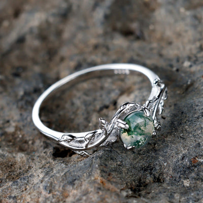 Olivenorma "Waterweed Dream" - Kupfer-Moosachat-Ring - image 5