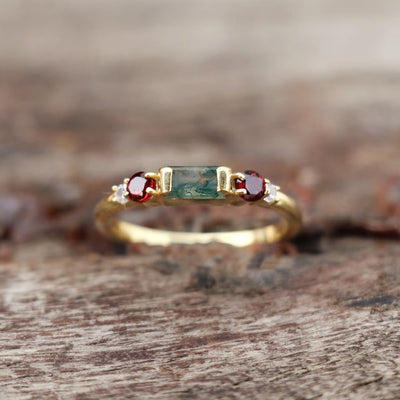 Olivenorma Der Symmetry Moosachat Rubin Ring - US 10 - image 0