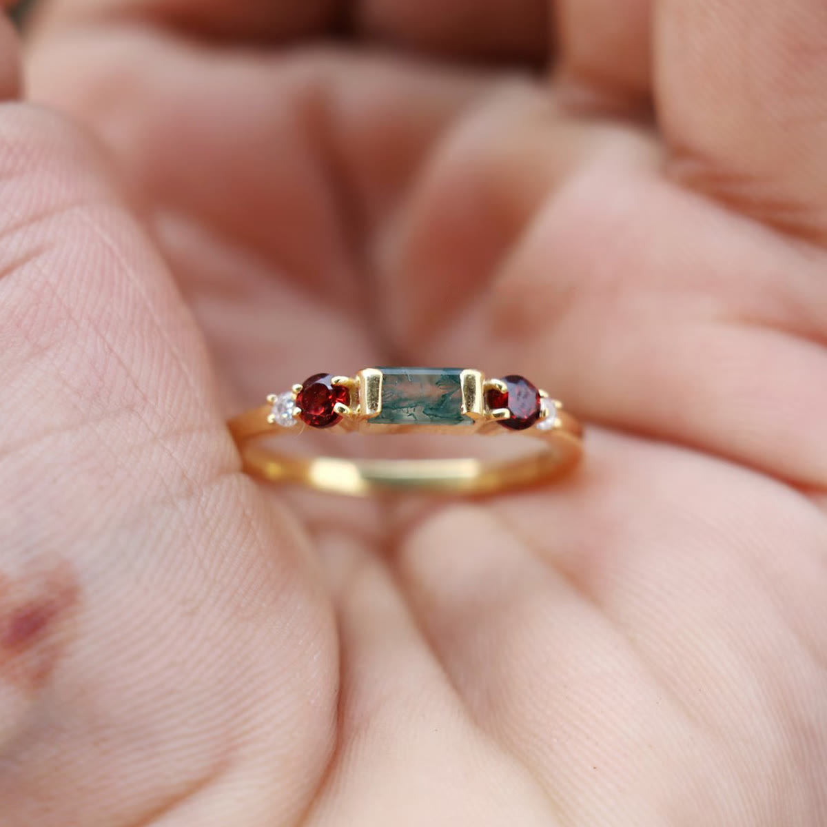 Olivenorma Der Symmetry Moosachat Rubin Ring - image 2
