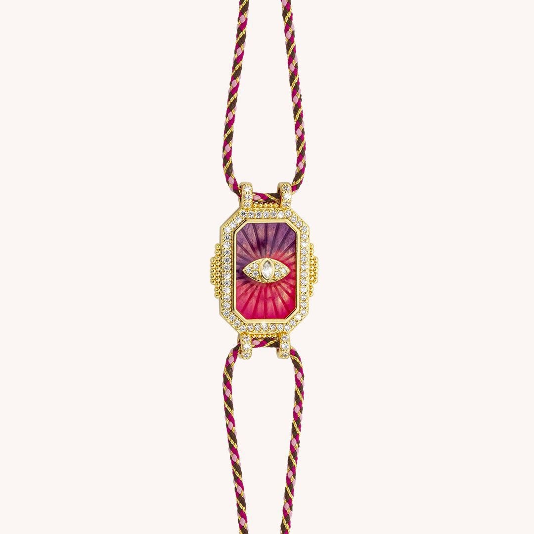 Olivenorma Bunte Tarot-Kaleidoskop-Armband-Halskette - Lila Augenarmband - image 1