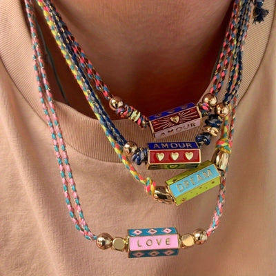 Olivenorma Tribal Tarot mit Buchstaben-Anhänger, geflochtenes Seil, Halskette und Armband - image 0
