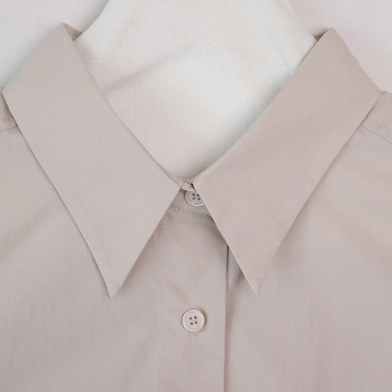 Olivenorma Button-Down-Langarm-Baumwoll-Oversize-Kragenoberteil Damenhemd - image 14