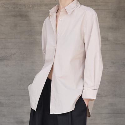 Olivenorma Button-Down-Langarm-Baumwoll-Oversize-Kragenoberteil Damenhemd - image 11