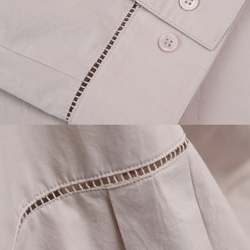 Olivenorma Button-Down-Langarm-Baumwoll-Oversize-Kragenoberteil Damenhemd - image 15
