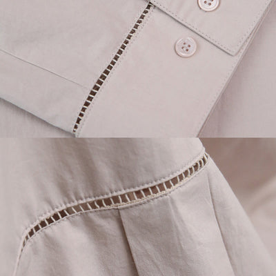 Olivenorma Button-Down-Langarm-Baumwoll-Oversize-Kragenoberteil Damenhemd - image 15