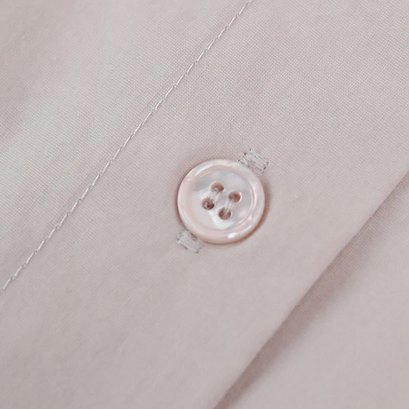 Olivenorma Button-Down-Langarm-Baumwoll-Oversize-Kragenoberteil Damenhemd - image 17