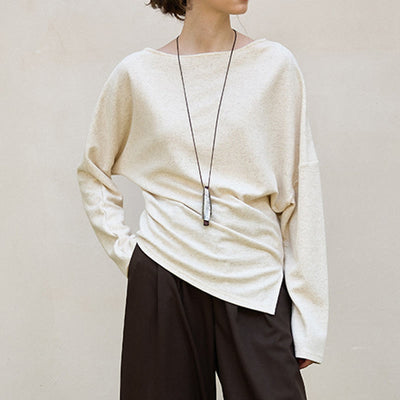Olivenorma Designed Langarm Baumwoll-Leinen-Blusen Regular Fit Tops Sweatshirt - image 3