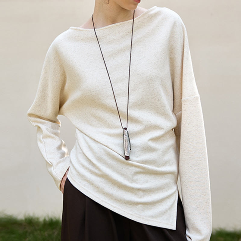 Olivenorma Designed Langarm Baumwoll-Leinen-Blusen Regular Fit Tops Sweatshirt - L - image 0
