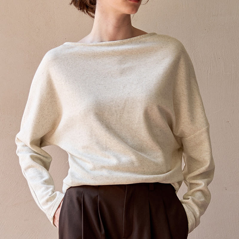 Olivenorma Designed Langarm Baumwoll-Leinen-Blusen Regular Fit Tops Sweatshirt - image 5