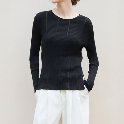 Olivenorma Langarm Blusen Shirt Rippstrick Schlitze Top Frauen Sweatshirt - image 3