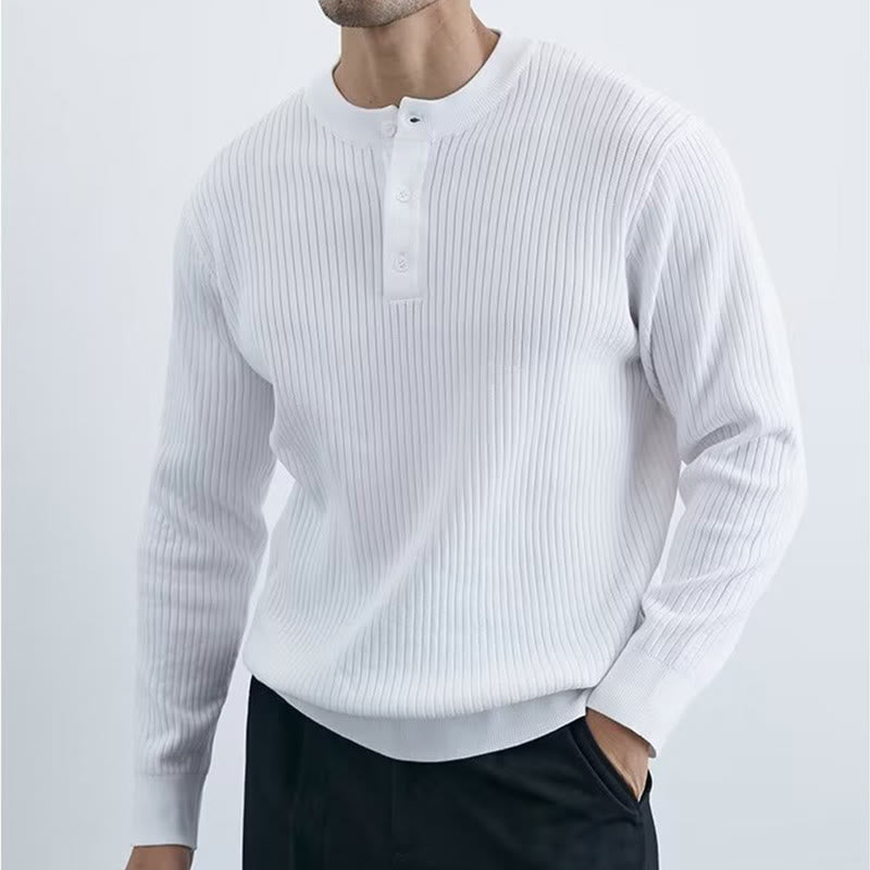 Olivenorma Herren Langarm Business Tops Rippstrick Sweatshirt - image 8