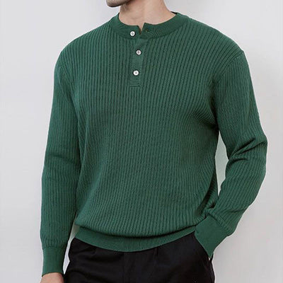 Olivenorma Herren Langarm Business Tops Rippstrick Sweatshirt - Grün - 3XL - image 0