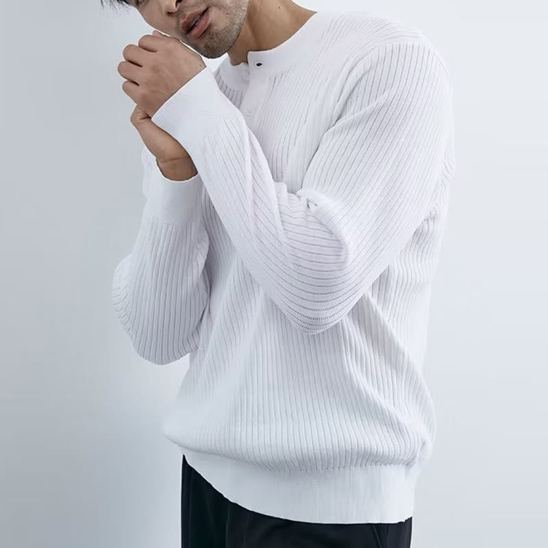 Olivenorma Herren Langarm Business Tops Rippstrick Sweatshirt - image 9