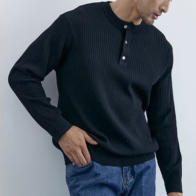 Olivenorma Herren Langarm Business Tops Rippstrick Sweatshirt - image 3