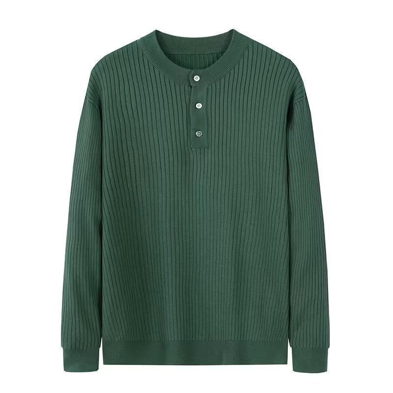 Olivenorma Herren Langarm Business Tops Rippstrick Sweatshirt - image 1